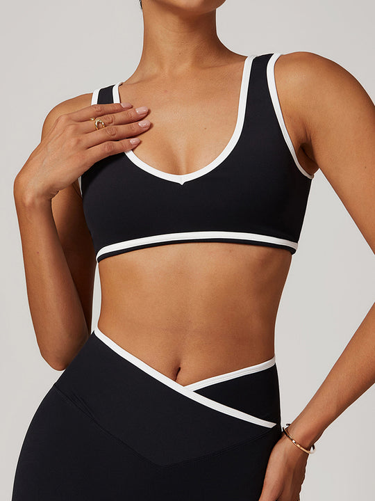 Colorblock Wide-Strap Sports Bra