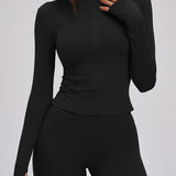 Brushed Stand-Collar Full-Zip Yoga Jacket