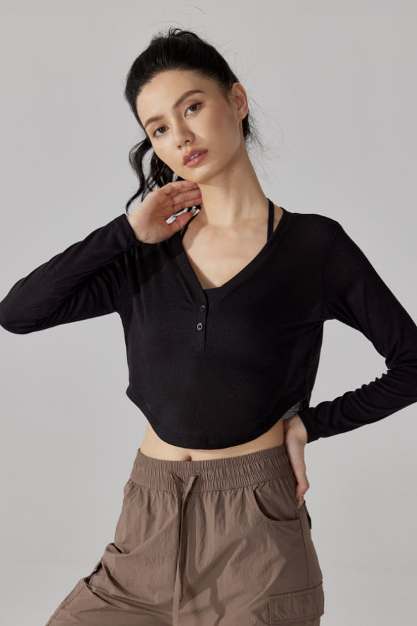 Cropped Long Sleeve Pullover