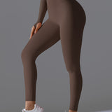 シームレスソリッドハイウエストピーチワークアウトレギンス