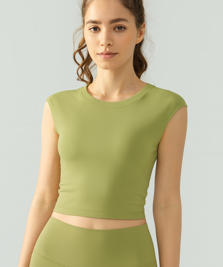 T-shirt da Yoga Senza Schiena, Modellata e con Riempiimento Integrato