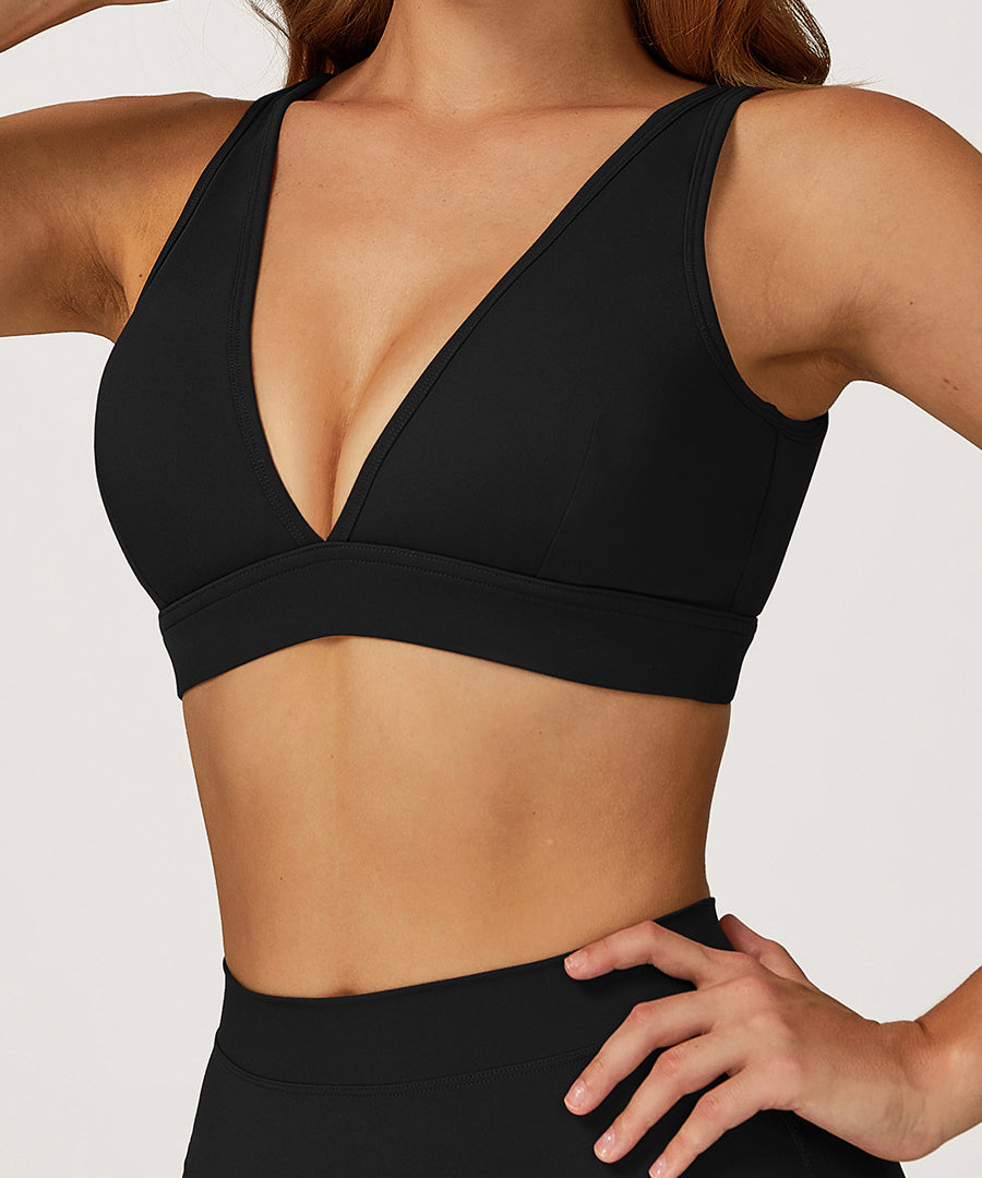 Sleek V-Neck Sports Bra