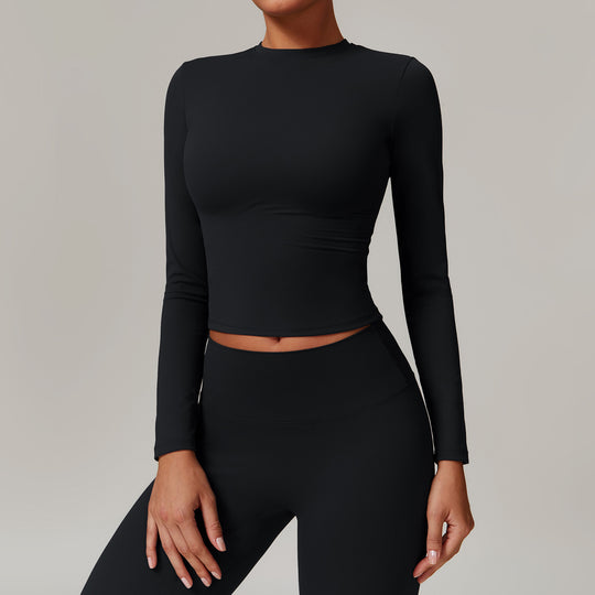 Versatile Fleece-Lined Long Sleeve Yoga Top