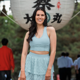 レースシアーメッシュバックヨガタンク