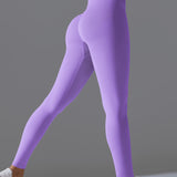 シームレスソリッドハイウエストピーチワークアウトレギンス