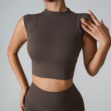 キャップスリーブ スカルプティング ヨガトップ