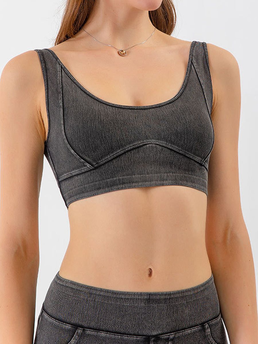 Denim-Style Yoga Sports Bra