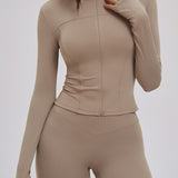 Brushed Stand-Collar Full-Zip Yoga Jacket