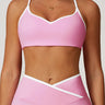 Reggiseno sportivo con schiena scoperta color block pastello