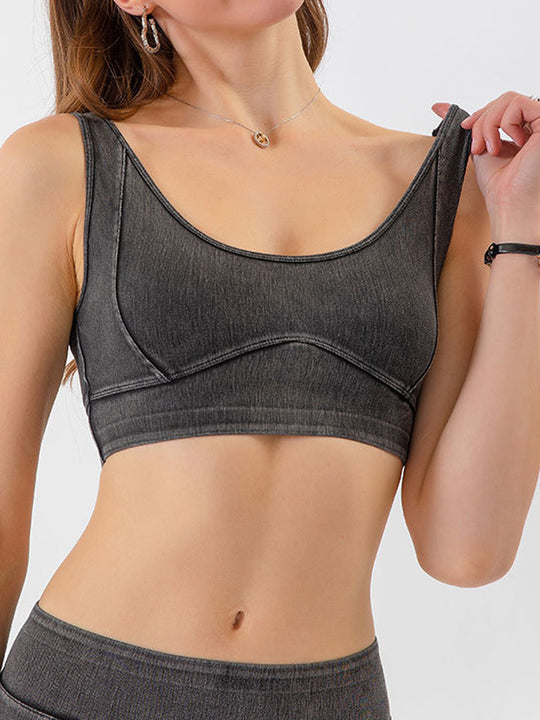 Denim-Style Yoga Sports Bra