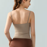 エレガントバックヨガトップ ビルトインパディング付き