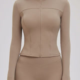 Brushed Stand-Collar Full-Zip Yoga Jacket