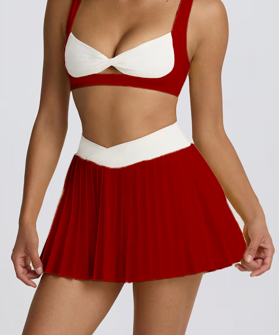 Gonna da Tennis con Blocchi di Colore Decisi