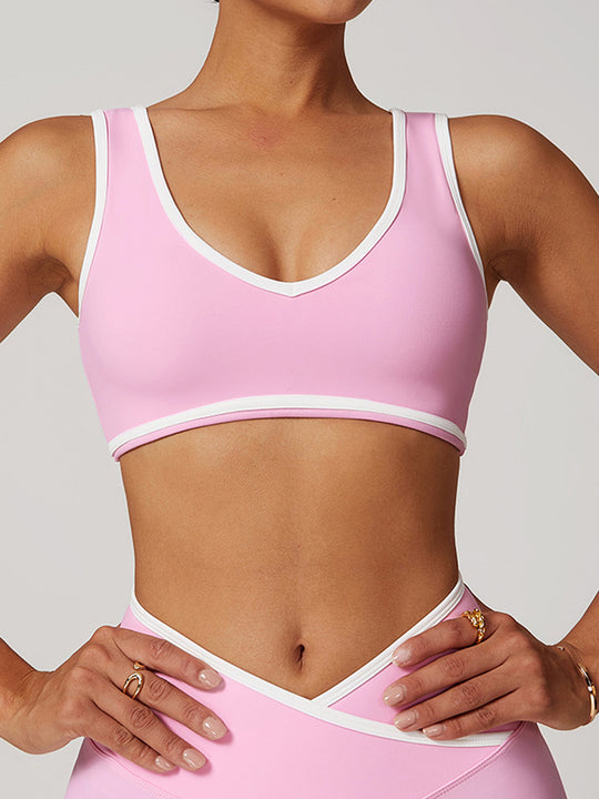 Colorblock Wide-Strap Sports Bra