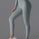 シームレスソリッドハイウエストピーチワークアウトレギンス