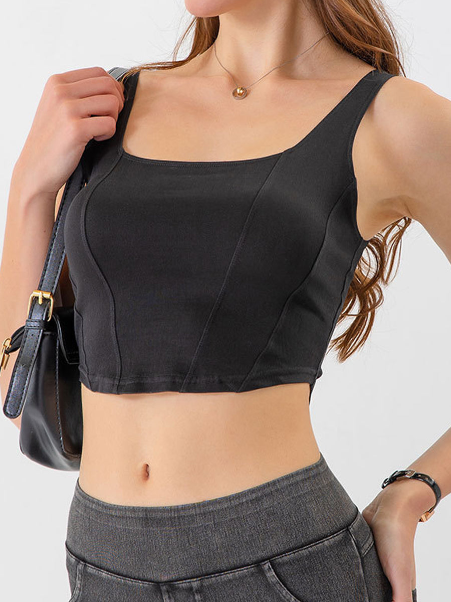 Denim-Inspired Yoga Sports Bra