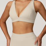 Sleek V-Neck Sports Bra