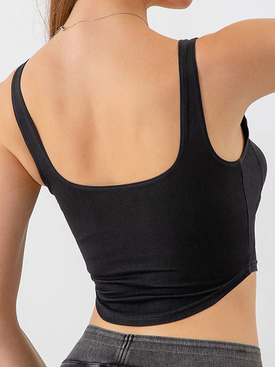 Denim-Inspired Yoga Sports Bra