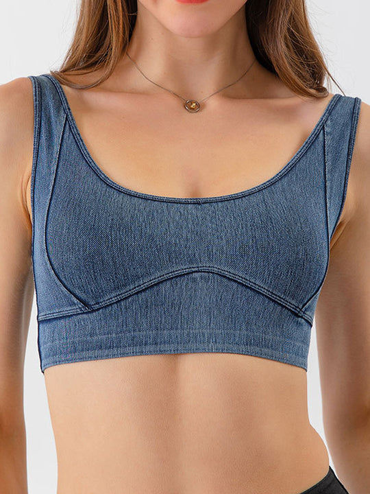 Denim-Style Yoga Sports Bra