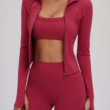 Brushed Stand-Collar Full-Zip Yoga Jacket