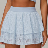 Gonna sportiva in pizzo trasparente