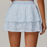 Gonna sportiva in pizzo trasparente