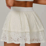 Gonna sportiva in pizzo trasparente