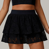 Gonna sportiva in pizzo trasparente