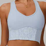 レースシアーメッシュバックヨガタンク