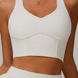 レースシアーメッシュバックヨガタンク