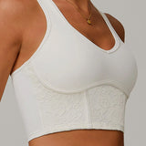 レースシアーメッシュバックヨガタンク