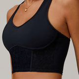 レースシアーメッシュバックヨガタンク