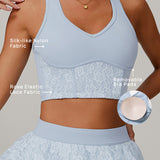 レースシアーメッシュバックヨガタンク