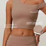 エコリサイクルアシンメトリーショルダーアスレチックタンク