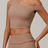 エコリサイクルアシンメトリーショルダーアスレチックタンク