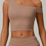 エコリサイクルアシンメトリーショルダーアスレチックタンク