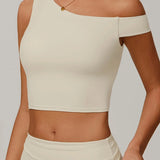 エコリサイクルアシンメトリーショルダーアスレチックタンク