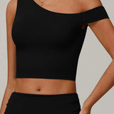 エコリサイクルアシンメトリーショルダーアスレチックタンク