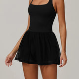 エコリサイクルメッシュレイヤード速乾テニスドレス