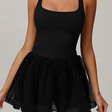 エコリサイクルメッシュレイヤード速乾テニスドレス