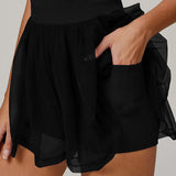 エコリサイクルメッシュレイヤード速乾テニスドレス