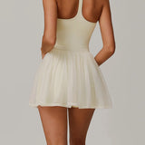 エコリサイクルメッシュレイヤード速乾テニスドレス