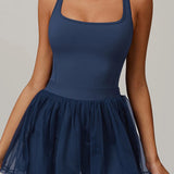 エコリサイクルメッシュレイヤード速乾テニスドレス