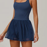 エコリサイクルメッシュレイヤード速乾テニスドレス