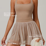 エコリサイクルメッシュレイヤード速乾テニスドレス