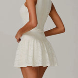 レースメッシュパネル通気性ドレス