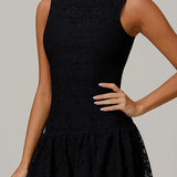 レースメッシュパネル通気性ドレス