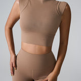 キャップスリーブ スカルプティング ヨガトップ