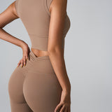 キャップスリーブ スカルプティング ヨガトップ