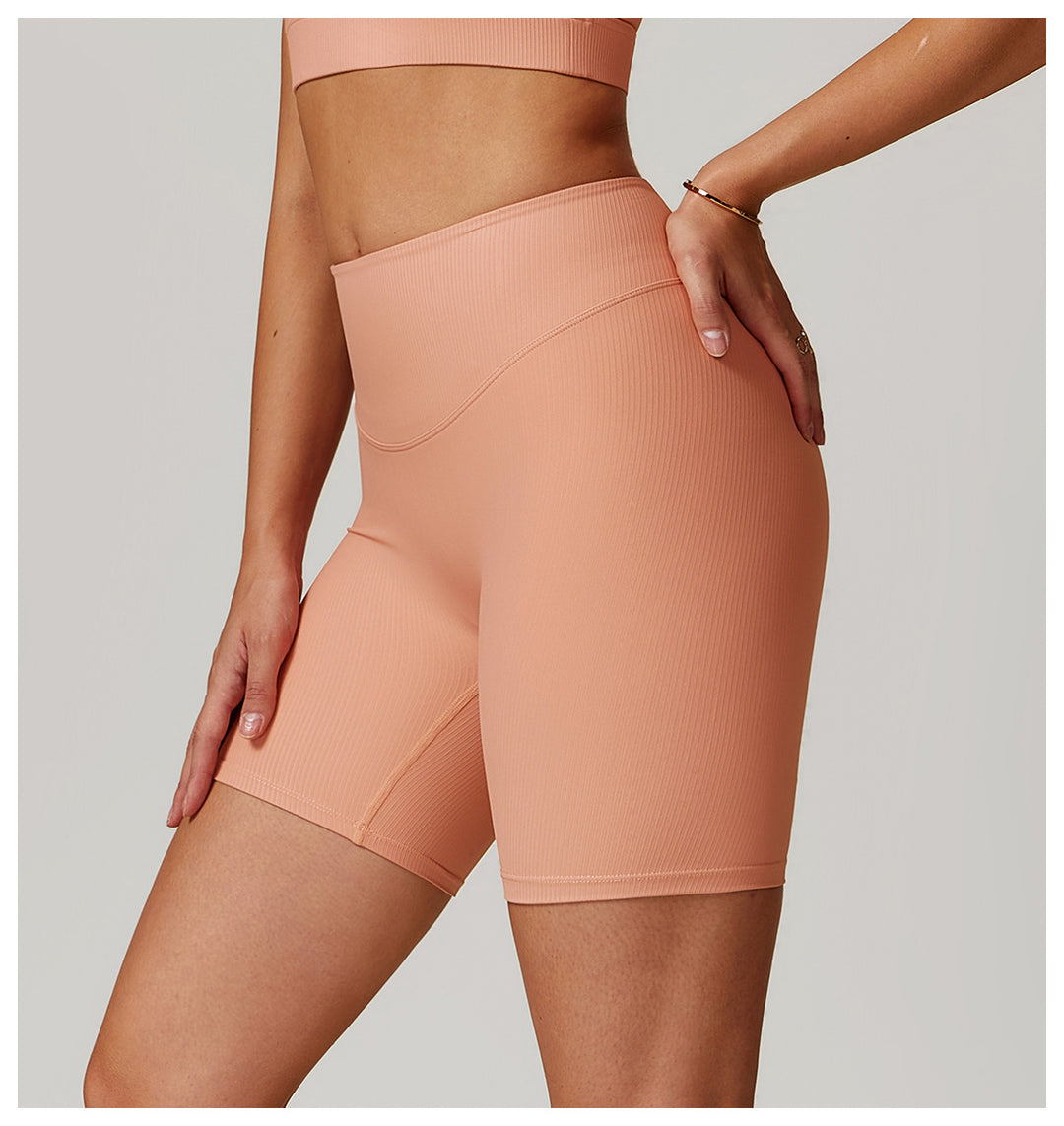 Ribbed High-Waist Sculpting Yoga Shorts